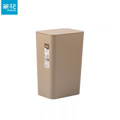 茶花（CHAHUA） 204001 塑料垃圾桶家用卫生间带盖客厅厕所卧室厨房大容量高颜值 【咖啡色9.1L】弹盖式垃圾桶