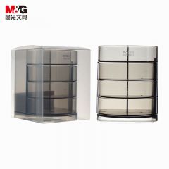 晨光(M&G)文具透明三层时尚笔筒 多功能办公桌面收纳盒黑色ABT98443