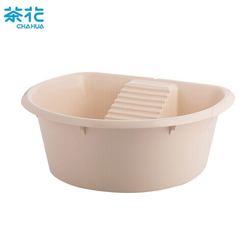 茶花（CHAHUA） 03351K塑料盆洗脸盆大号加厚带搓衣板盆洗衣服盆搓衣盆