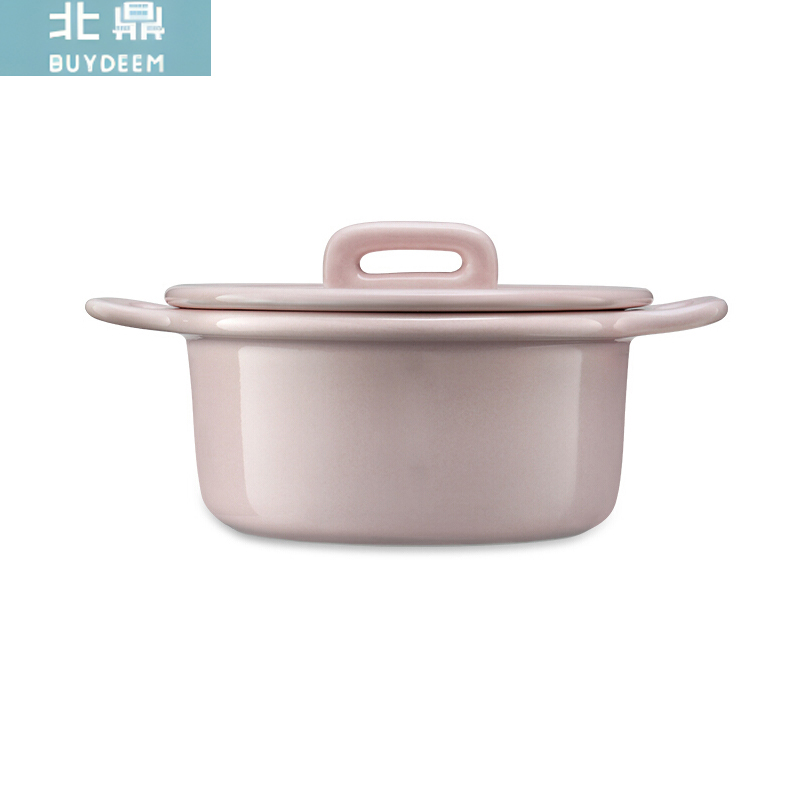 北鼎（Buydeem） CT1002粉色陶瓷碗陶瓷小盅双耳带盖早餐粥碗早餐甜品蒸蛋饭碗儿童小碗盅 珊瑚粉*1