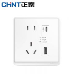 正泰（CHNT）插座墙壁面板二三插座电源86型窄边框大面板 NEW6M白色 USB TYPC五孔