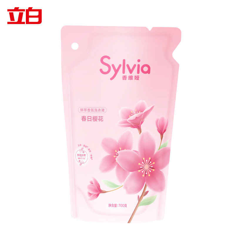 立白（Liby）机洗手洗花香低泡持久留香补充替换装 香维娅春日樱花洗衣液700g