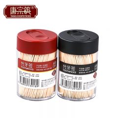 唐宗筷 C6229牙签一次性清洁用品黑+红简约2罐装家用双头尖竹牙签1000支