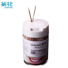 茶花（CHAHUA）一次性碳化竹牙签独立罐装家用餐厅水果签便携双头细 碳化双头竹牙签460只 314004
