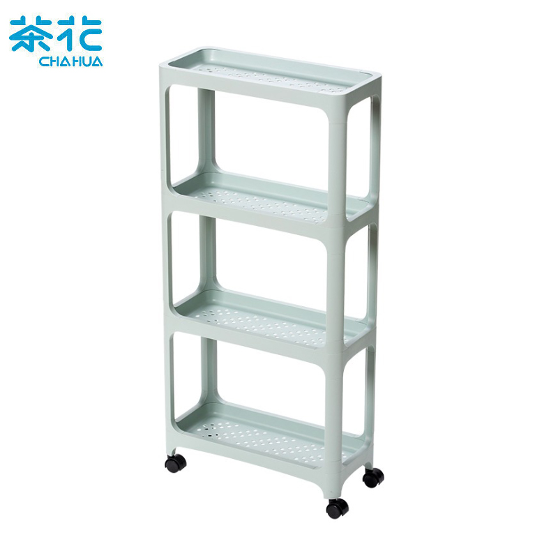 茶花（CHAHUA） 170002百纳窄边可移动四层置物架客厅阳台厨房置物架绿色40*18*86.5