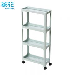 茶花（CHAHUA） 170002百纳窄边可移动四层置物架客厅阳台厨房置物架绿色40*18*86.5