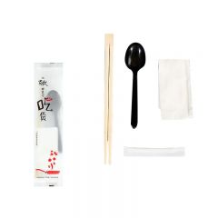 特美居（temeiju） 一次性筷子 四件套餐具外卖打包筷勺纸巾牙签独立包装OPP袋150套装TMJ-095