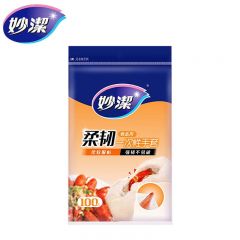 妙洁 一次性PE手套柔韧款1包100只抽取式加厚家用餐饮食品吃小龙虾厨房膜透明塑料