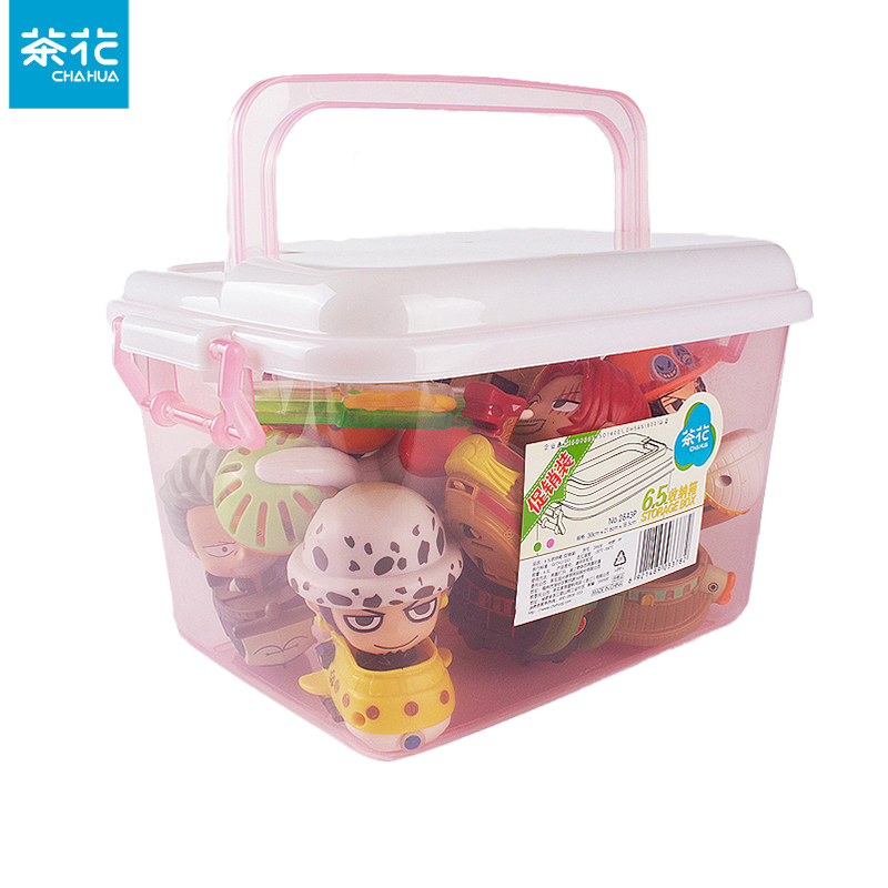 茶花（CHAHUA） 2843P 收纳箱小号整理箱塑料储物箱手提桌面宿舍收纳盒6.5L 2个装（颜色随机）
