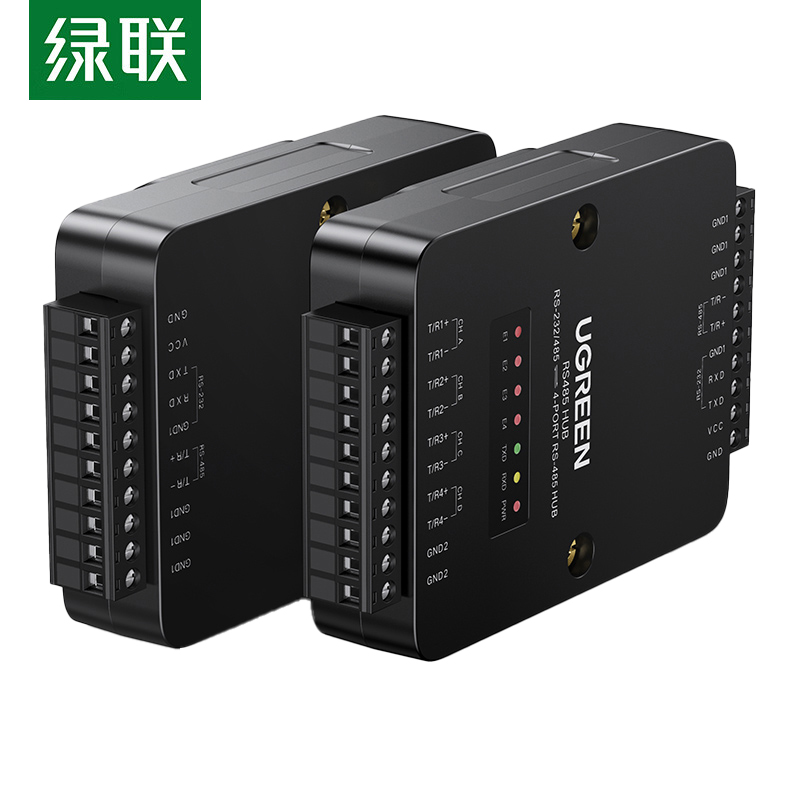 绿联（UGREEN） RS232/485分配器转4口RS485集线器 串口hub一分四分线器 光电隔离中继转换器 80114 CM328