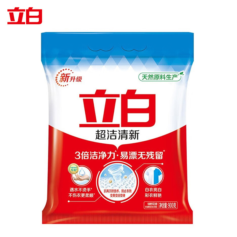 立白（Liby） 超洁清新洗衣粉900g大袋装手洗机洗深层去渍不伤手持久留香型家用