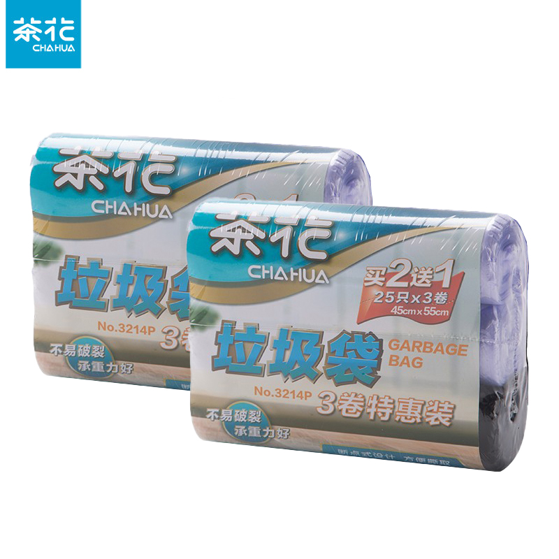 茶花（CHAHUA）大号加厚点断式垃圾袋150只（45*55cm）点断易撕承重力强 3214P