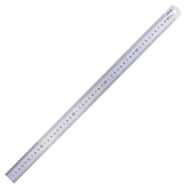 得力 DL8050 不锈钢测量工具钢尺50CM 钢直尺