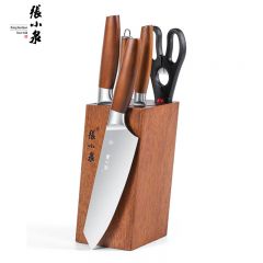 张小泉 家用套装刀具六件套厨房套刀切片刀切菜刀斩骨实木刀座D31410100