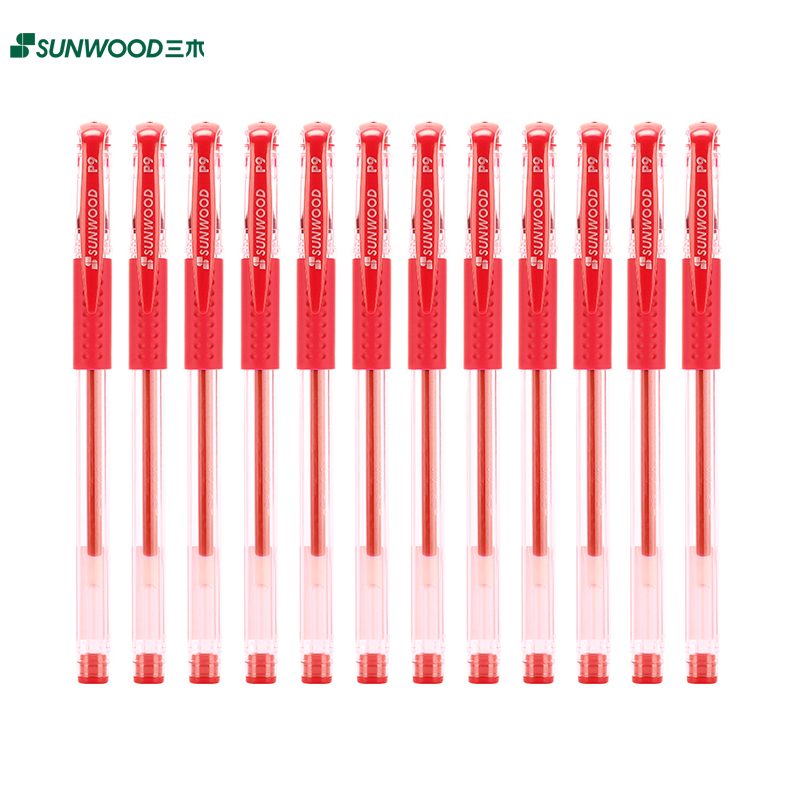 三木（SUNWOOD） P9子弹头中性笔红0.5mm12支/盒 （计价单位：盒）