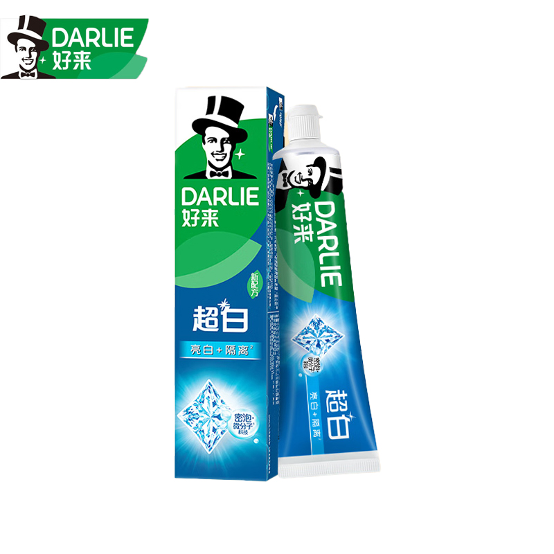 好来（DARLIE）超白牙膏牙齿净白清新温和去烟渍去黄去牙渍140g