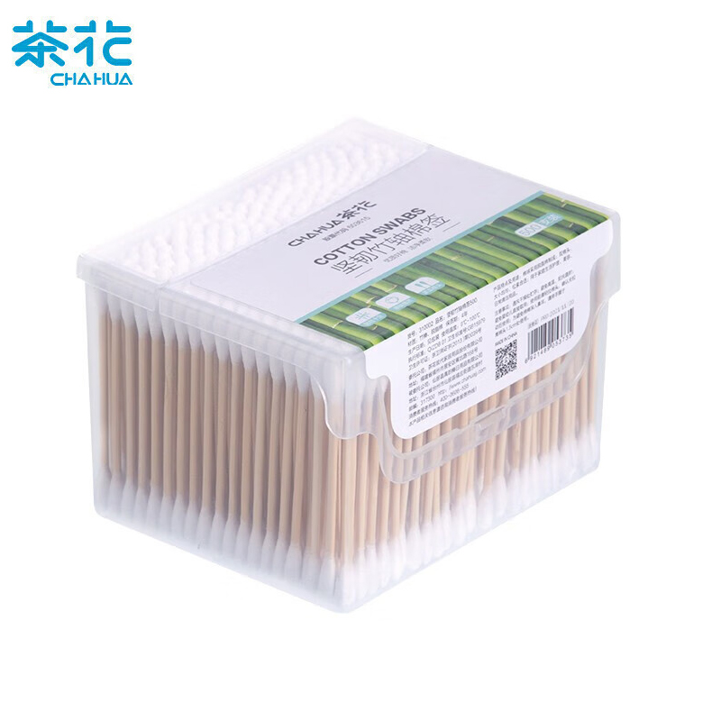 茶花（CHAHUA） 棉签500支双头坚韧竹轴化妆棉棒310002
