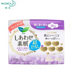 花王（KAO）乐而雅F透气棉柔特薄超长量特多日用卫生巾25cm*17片