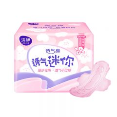 洁婷 量少专用卫生巾透气迷你轻柔不移位卫生巾护垫（有护翼） 180mm*20片*6包