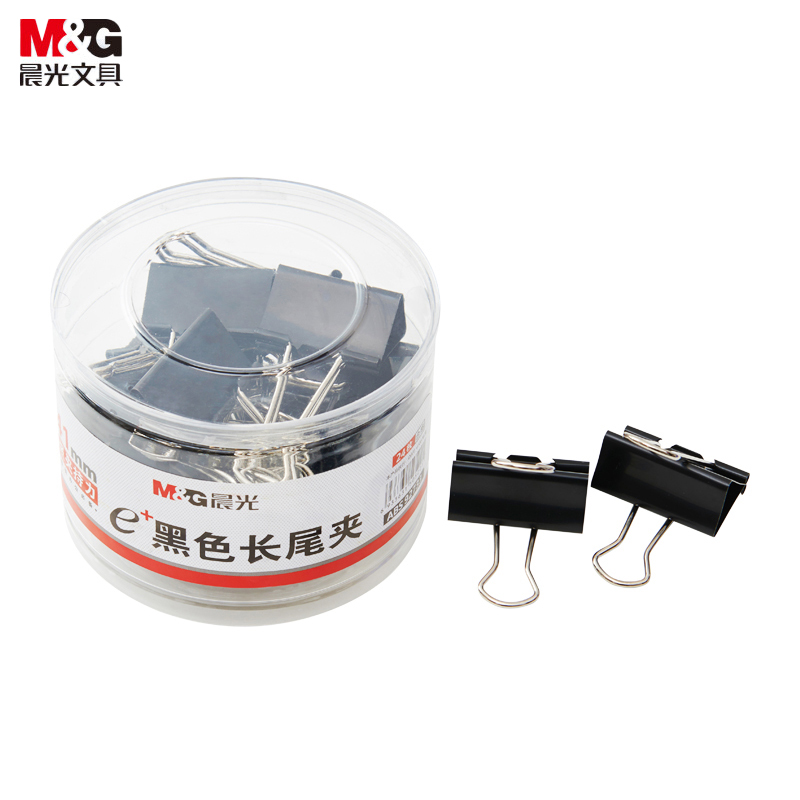 晨光(M&G) 文具黑色长尾夹24只/罐（41mm金属票据夹Eplus系列燕尾夹 ABS92733）