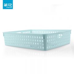 茶花（CHAHUA） 塑料圆点收纳筐大号零食收纳篮办公室桌面文具化妆品整理储物筐XL号蓝色1只 2895