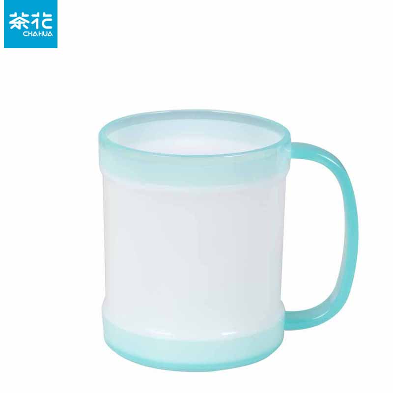 茶花（CHAHUA）情侣漱口杯蓝色甜圈口杯带手柄方便拿取 054004