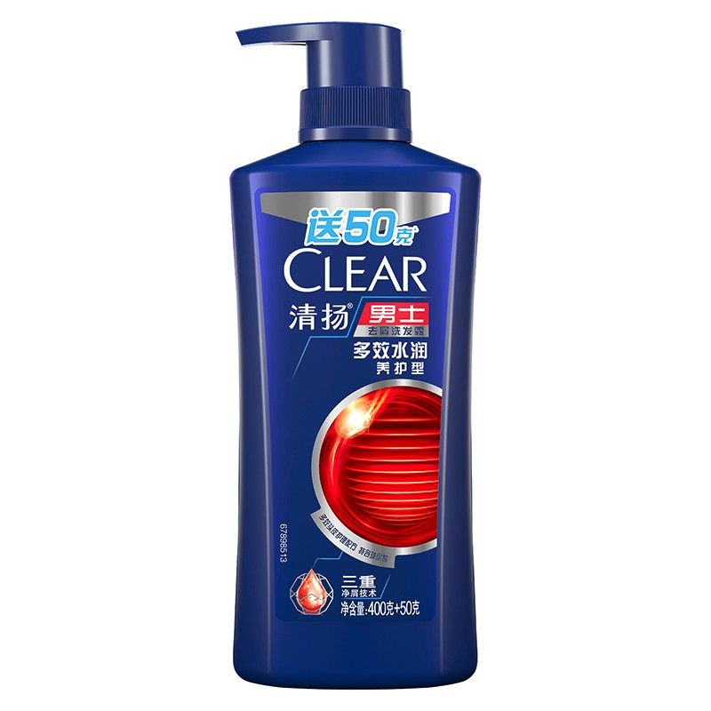 清扬（CLEAR）男士去屑洗发露多效水润养护型V 450g