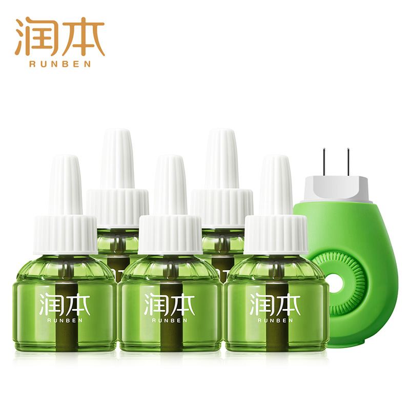 润本 蚊香液电蚊香驱蚊液150晚大容量45ml×5瓶+1器防蚊无香型儿童宝宝