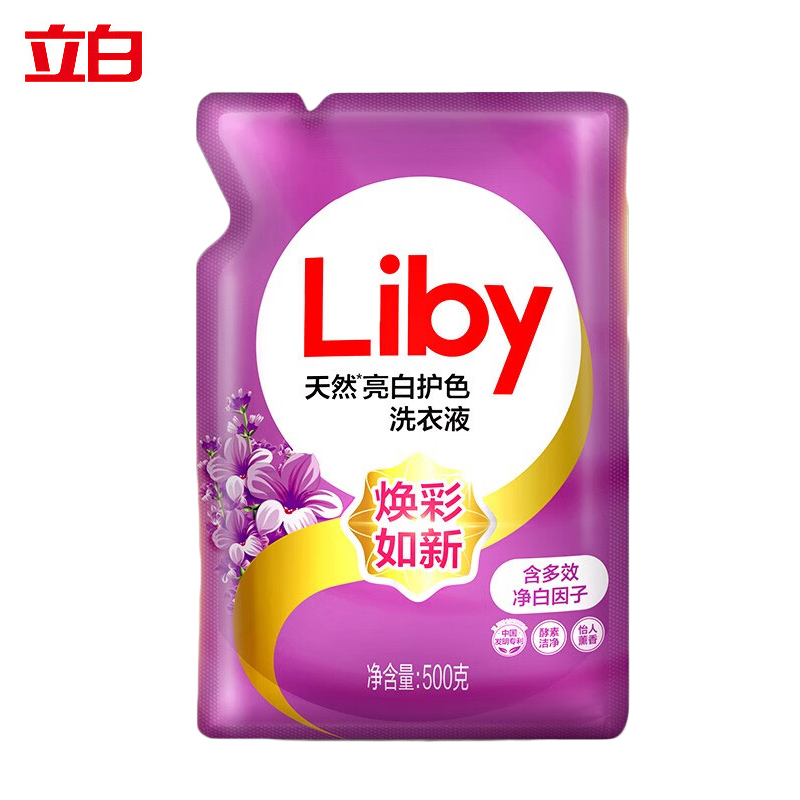 立白（Liby） 亮白低泡洗衣液500g护色百花馨香焕彩如新持久留香机洗手洗家用亲肤
