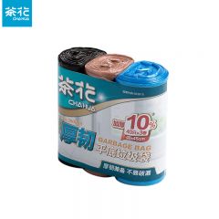 茶花（CHAHUA）300009一次性塑料平扣厚韧垃圾袋3卷装加大加厚点断易撕