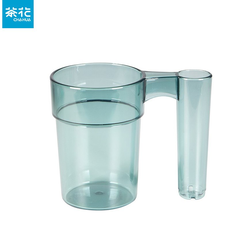 茶花（CHAHUA） 054003简约漱口杯家用刷牙杯情侣儿童牙刷杯洗漱杯牙 倍乐带插槽口杯绿色