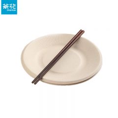 茶花（CHAHUA） 一次性餐盘户外烧烤野餐用品纸盘蛋糕盘聚会家庭饭盘子 【本色圆盘(18cm)】8个装 G09016
