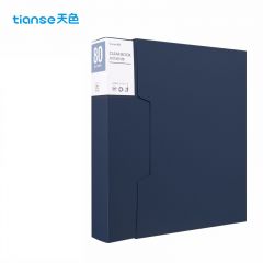 天色（TIANSE） A4/80页大容量资料册插页文件夹 加厚带外壳活页 TS-20008 深邃蓝