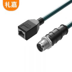 礼嘉（LIJIA） LJ-8XR20 8针X型 M12转RJ45 工业屏蔽网线20米 高柔工业相机传感器拖链电缆屏蔽 公对母