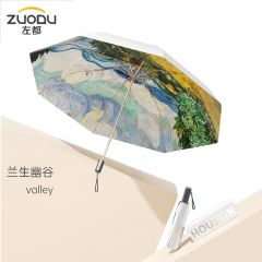 左都（ZUODU） 太阳伞防晒防紫外线便携遮阳伞晴雨伞折叠伞防晒伞晴雨两用双人伞 仲夏麦田-三折加大防晒