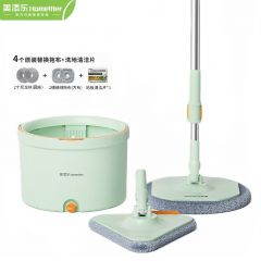 美添乐（HoMettler） 旋转拖把家用4块布+玻璃擦+清洁片净水脏水分流