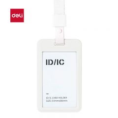 得力（deli） PZ30 竖式证件卡套PP防水防尘员工证学生证公交卡套饭卡胸牌厂牌/门禁挂绳 单只装白色