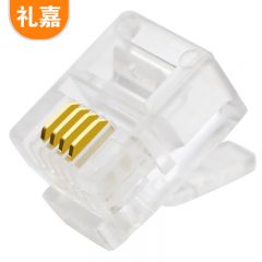 礼嘉（LIJIA） XL-DH410 工程级4芯电话水晶头6P4C水晶头 纯铜镀金工程级 RJ11语音CAT3两芯电话线插头连接头 10个/袋