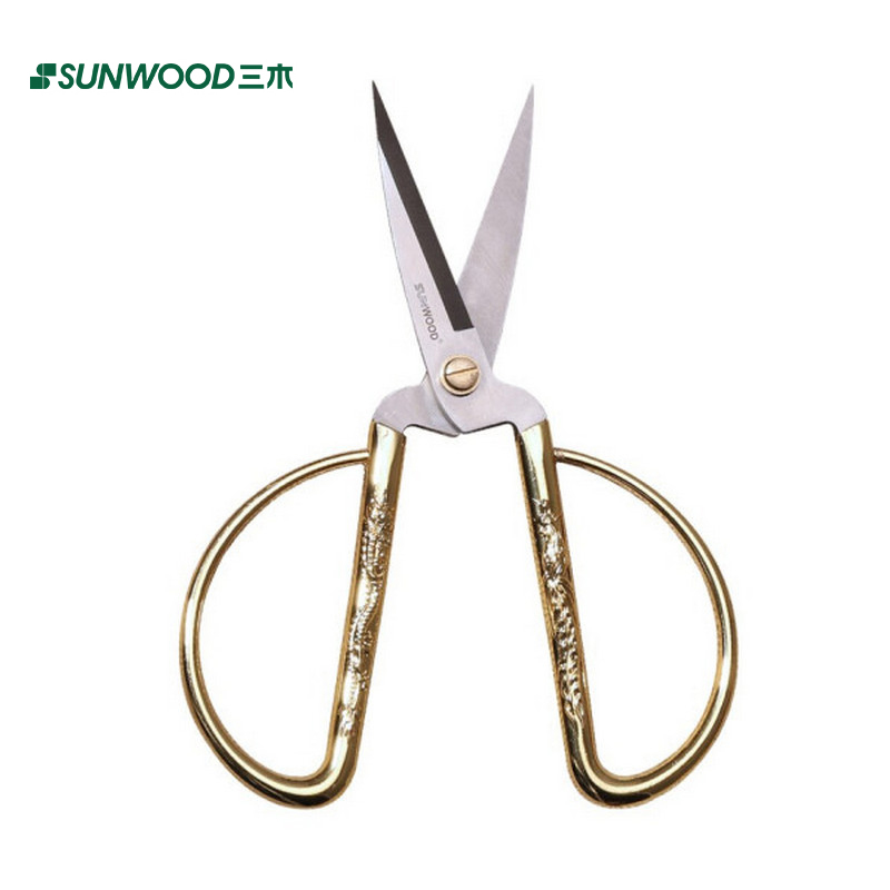 三木（SUNWOOD） 91123 153mm不锈钢剪刀 龙凤呈祥结婚开业剪彩居家剪家用彩金剪子美工剪手工剪裁缝剪裁纸剪纸