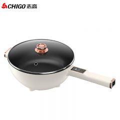 志高（CHIGO） 电炒锅家用4L大容量多功能电火锅宿舍学生锅蒸煮一体式电煮锅电蒸锅 微电脑款 XL-8166E（米白色）