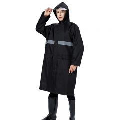三极户外（Tri-Polar） 成人雨衣长款防水男女劳保防汛安保反光长款雨披TP1678黑色双层XL码