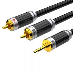 秋叶原 QS9908T1D5发烧级3.5mm转2RCA双莲花单晶铜音频线 一分二连接 手机电视电脑音响转接 1.5米