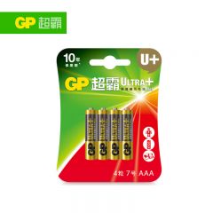 超霸（GP）7号电池4粒七号碱性干电池适用于儿童遥控车玩具/剃须刀/体重秤门铃