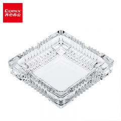 齐心 透明玻璃烟灰缸茶几餐桌摆件办公/居家用品 YG02中号