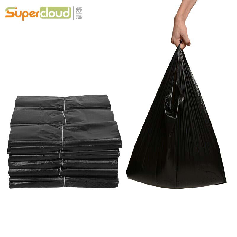 舒蔻(Supercloud) 垃圾袋手提 33*52cm*35只 2丝 黑色 捆
