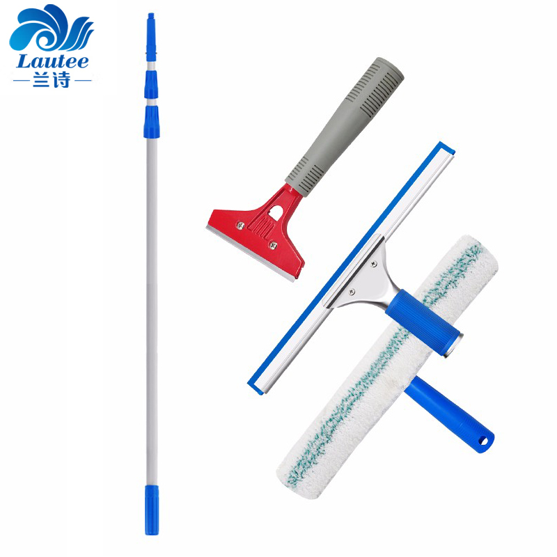 兰诗（LAUTEE）L-2021 伸缩杆玻璃清洁套装 玻璃擦擦窗器 （三节杆6米+玻璃刮+T头擦+铲刀）