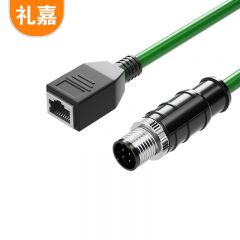 礼嘉（LIJIA）LJ-4MD20 4针D型 M12转RJ45 工业屏蔽网线20米 高柔工业相机传感器拖链电缆屏蔽耐折 公对母