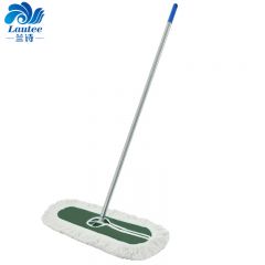 兰诗（LAUTEE）螺丝扣款大号钢杆尘推 商用酒店物业平板拖把 绿色-100厘米 GJ-0132