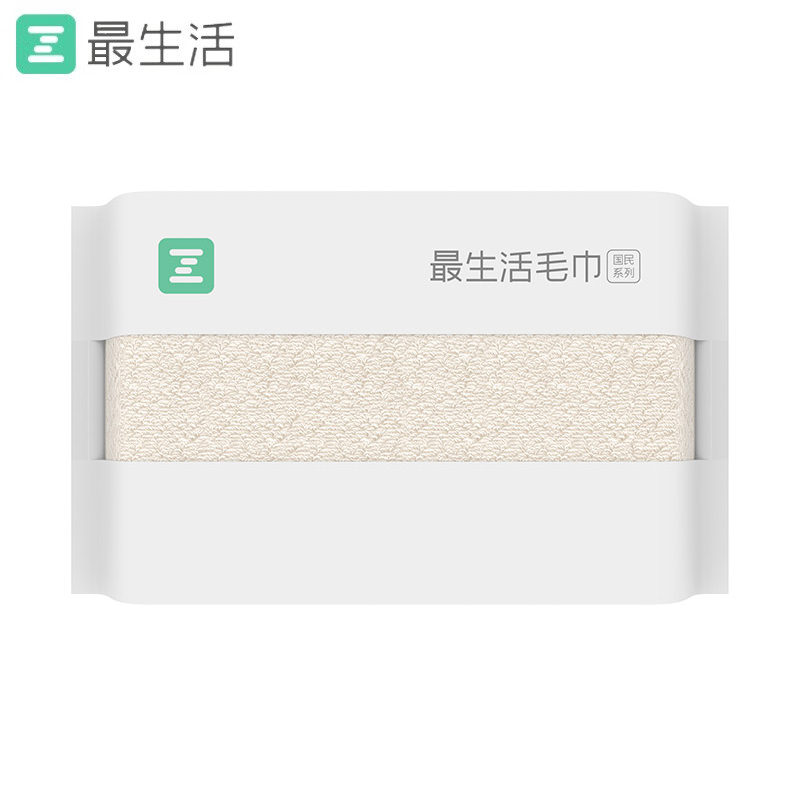 最生活（a-life） A-1180新疆长绒棉纯棉密封毛巾 强吸水洗脸巾 国民系列 米色 34*72cm