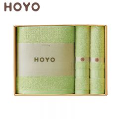 HOYO 3510臻品长绒棉和风腾纹毛浴三件套草绿